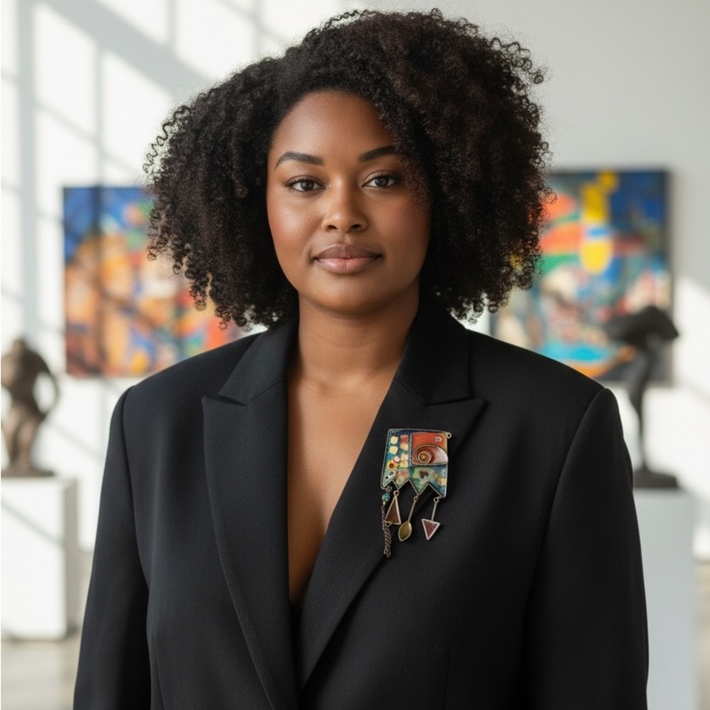 Modernist Enamel Art Brooch • Abstract Kinetic Dangle Pin